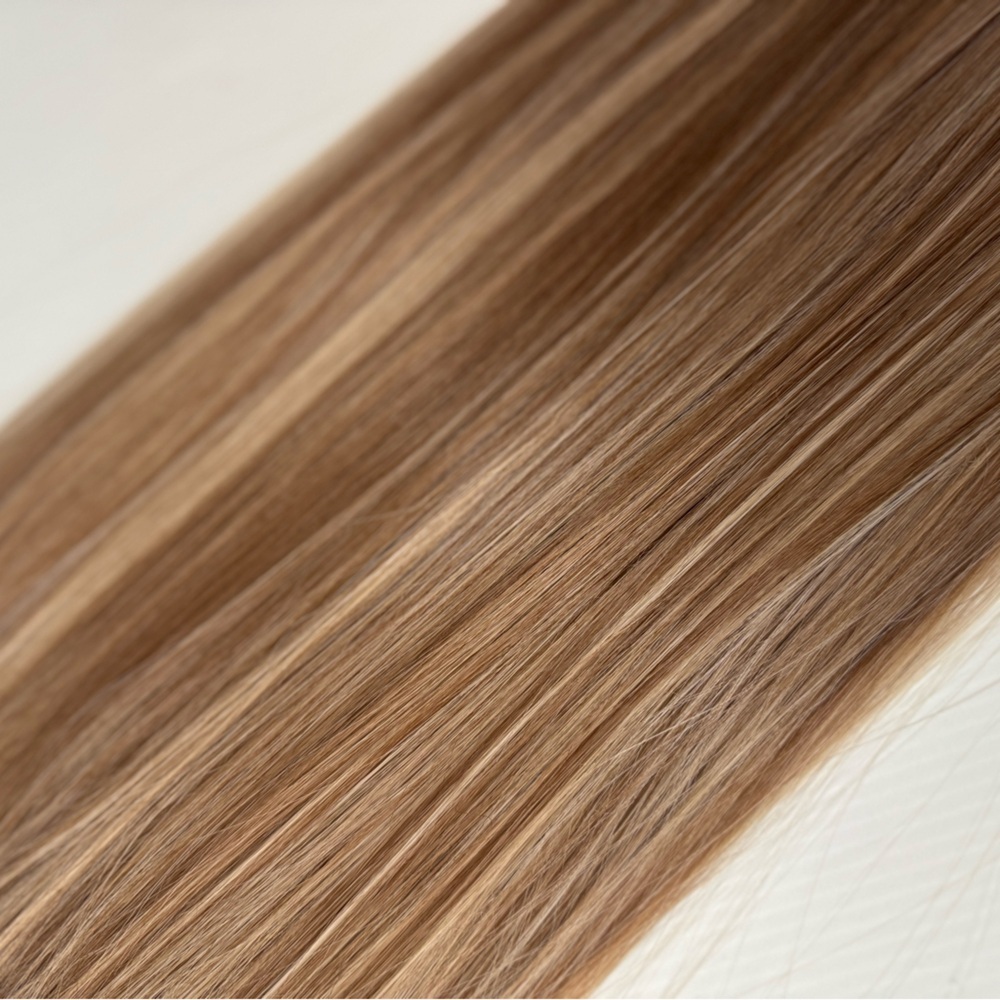 Human hair blend Light Brown With Light Blonde highlights Hair Extensions 22 in - Picture 5 of 10